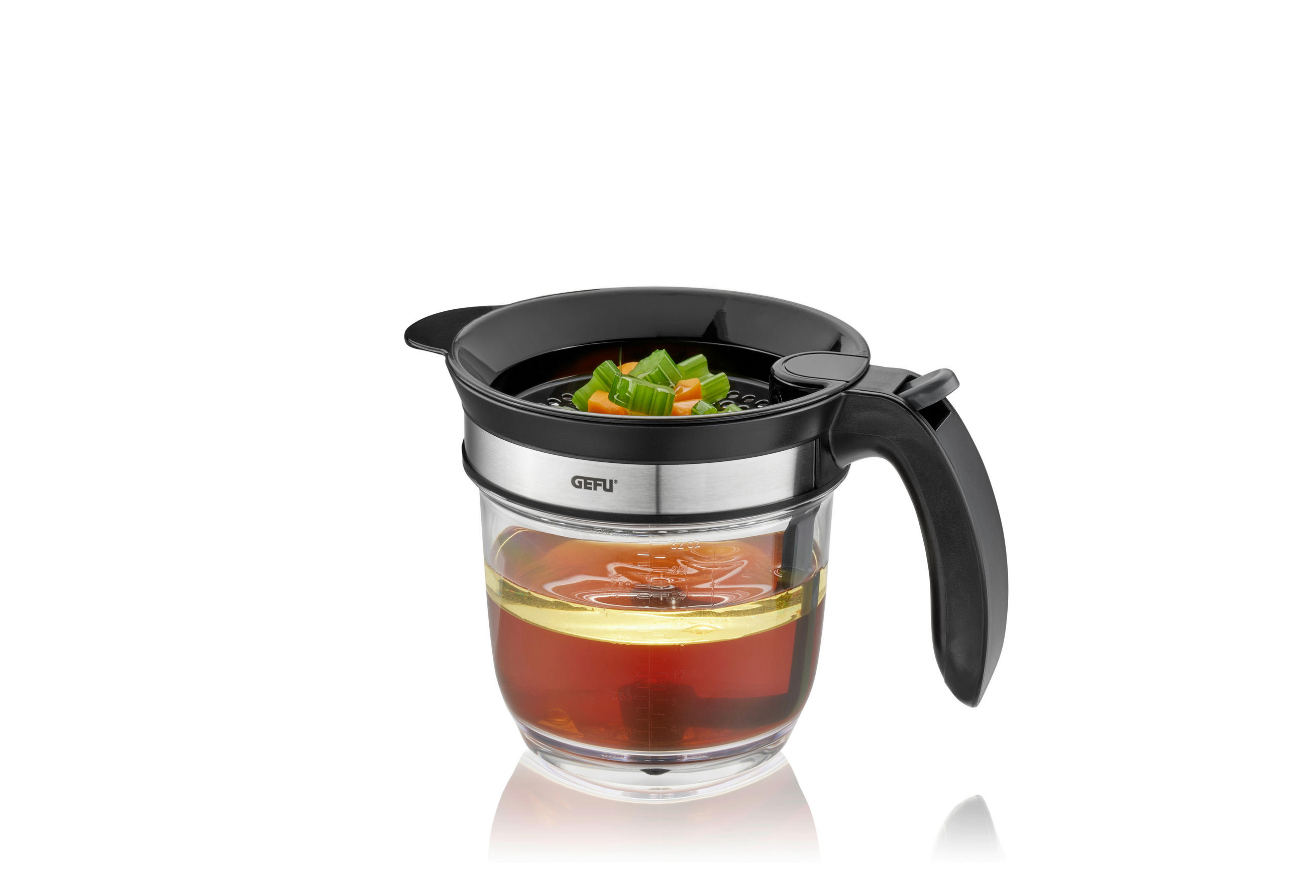 FETTREDUZIERKANNE   - Edelstahlfarben/Schwarz, KONVENTIONELL, Kunststoff/Metall (15/15/23cm) - Gefu