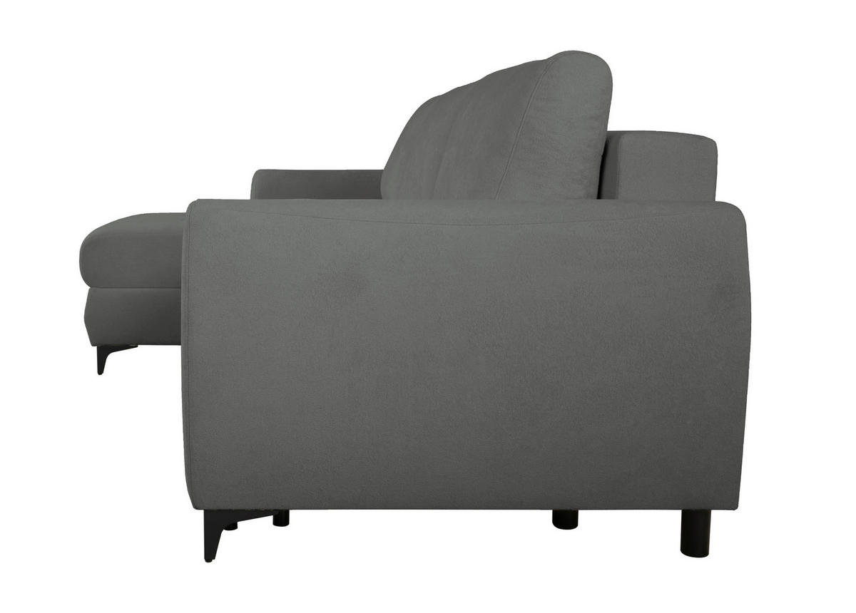 ECKSOFA Moli Dunkelgrau Bouclé  - Dunkelgrau/Schwarz, Design, Textil/Metall (236/148cm) - MID.YOU