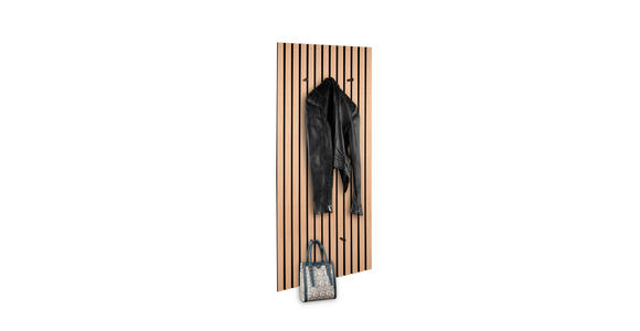 WANDGARDEROBE  in Schwarz, Eiche Artisan  - Schwarz/Eiche Artisan, MODERN, Holzwerkstoff/Textil (50/125/7cm) - Xora