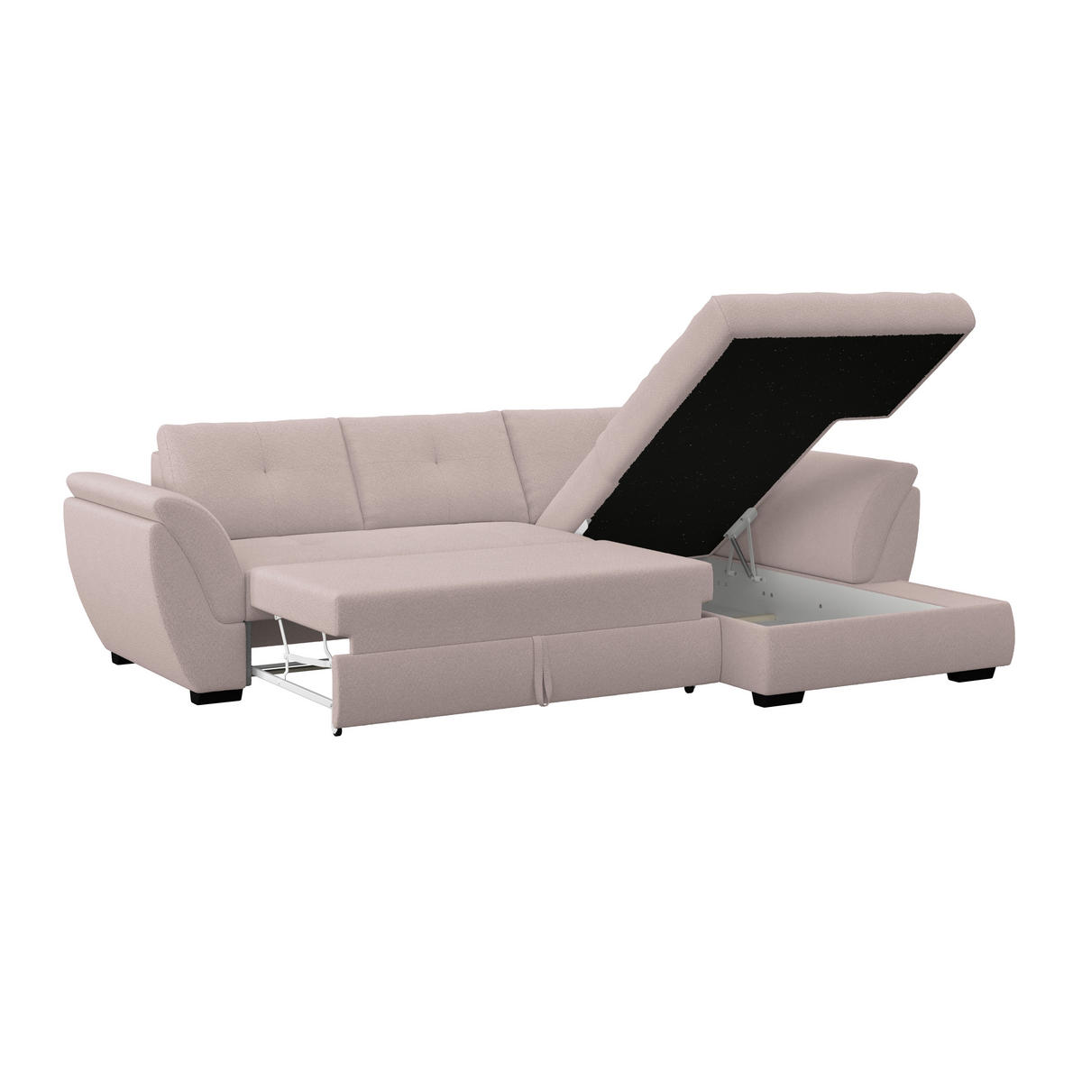 ECKSOFA Greige  - Greige/Schwarz, Konventionell, Textil (278/187cm) - MID.YOU