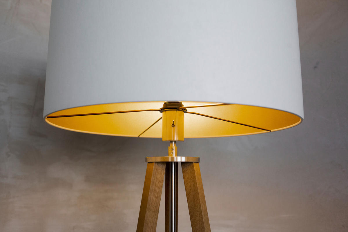 STEHLEUCHTE  50/150/50 cm   - Eichefarben/Goldfarben, MODERN, Naturmaterialien/Holz (50/150/50cm)