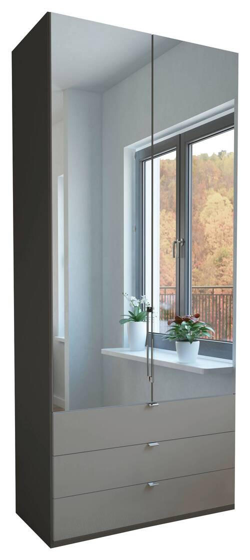 OMARA ZA OBLAČILA, sivorjava, siva  - siva/sivorjava, Design, steklo/leseni material (100/236/58cm) - Dieter Knoll