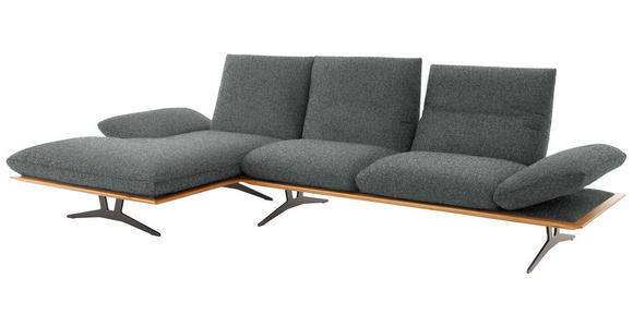 ECKSOFA in Flachgewebe Grau  - Schwarz/Grau, Design, Holz/Textil (159/314cm) - Dieter Knoll