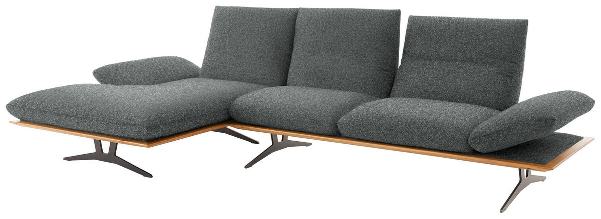 ECKSOFA in Flachgewebe Grau  - Schwarz/Grau, Design, Holz/Textil (159/314cm) - Dieter Knoll