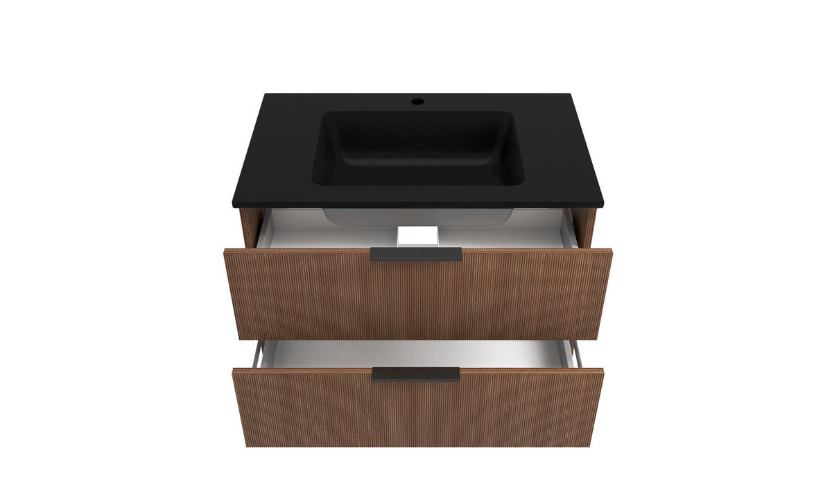 BADEZIMMER 3-teilig  in 80 cm  - Dunkelbraun/Schwarz, Natur, Glas/Holzwerkstoff (80cm) - Held