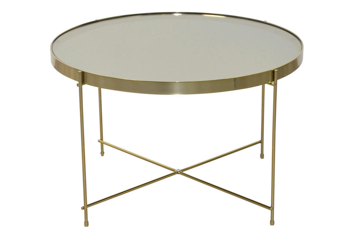 COUCHTISCH Spiegelglas 62,5/62,5/38 cm rund Champagner  - Champagner, Design, Glas/Metall (62,5/62,5/38cm) - MID.YOU