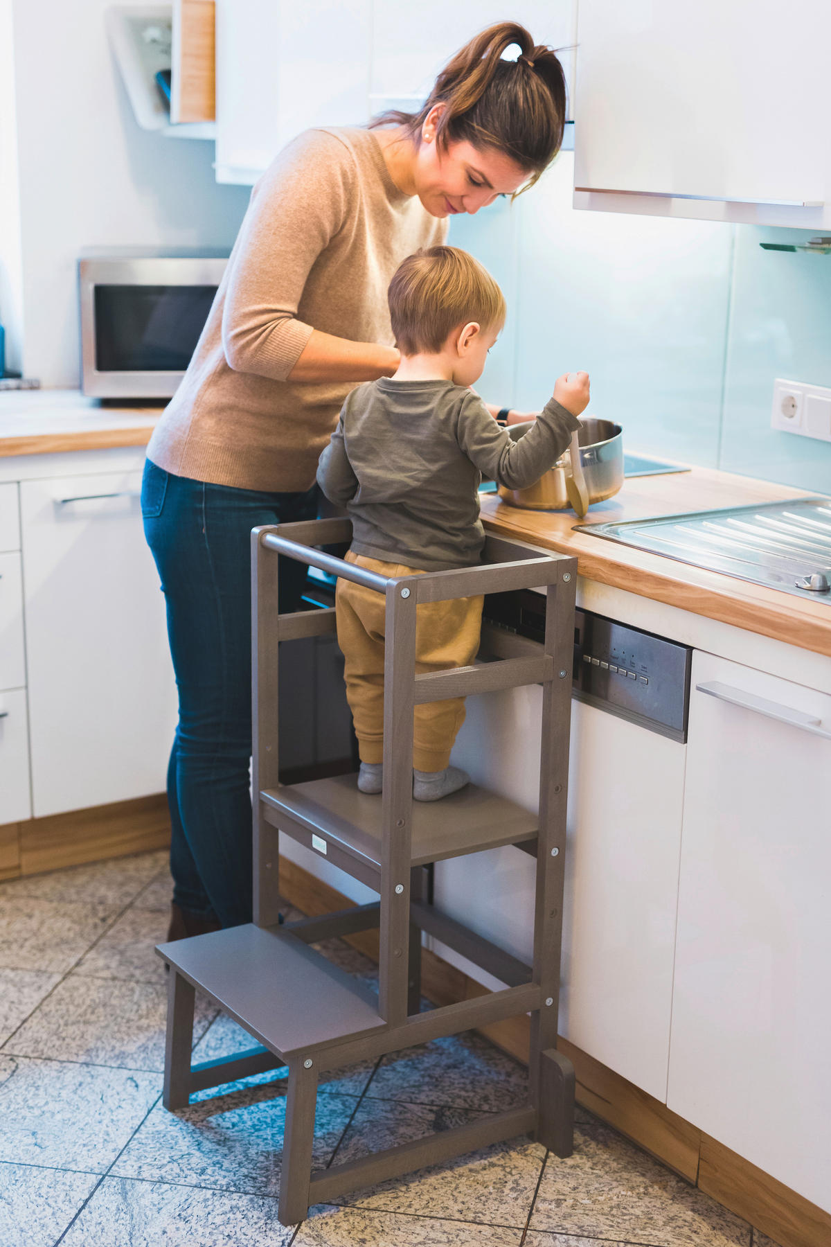 LERNTURM Vista  - Grau, Basics, Holz (90/40/46cm) - Fillikid