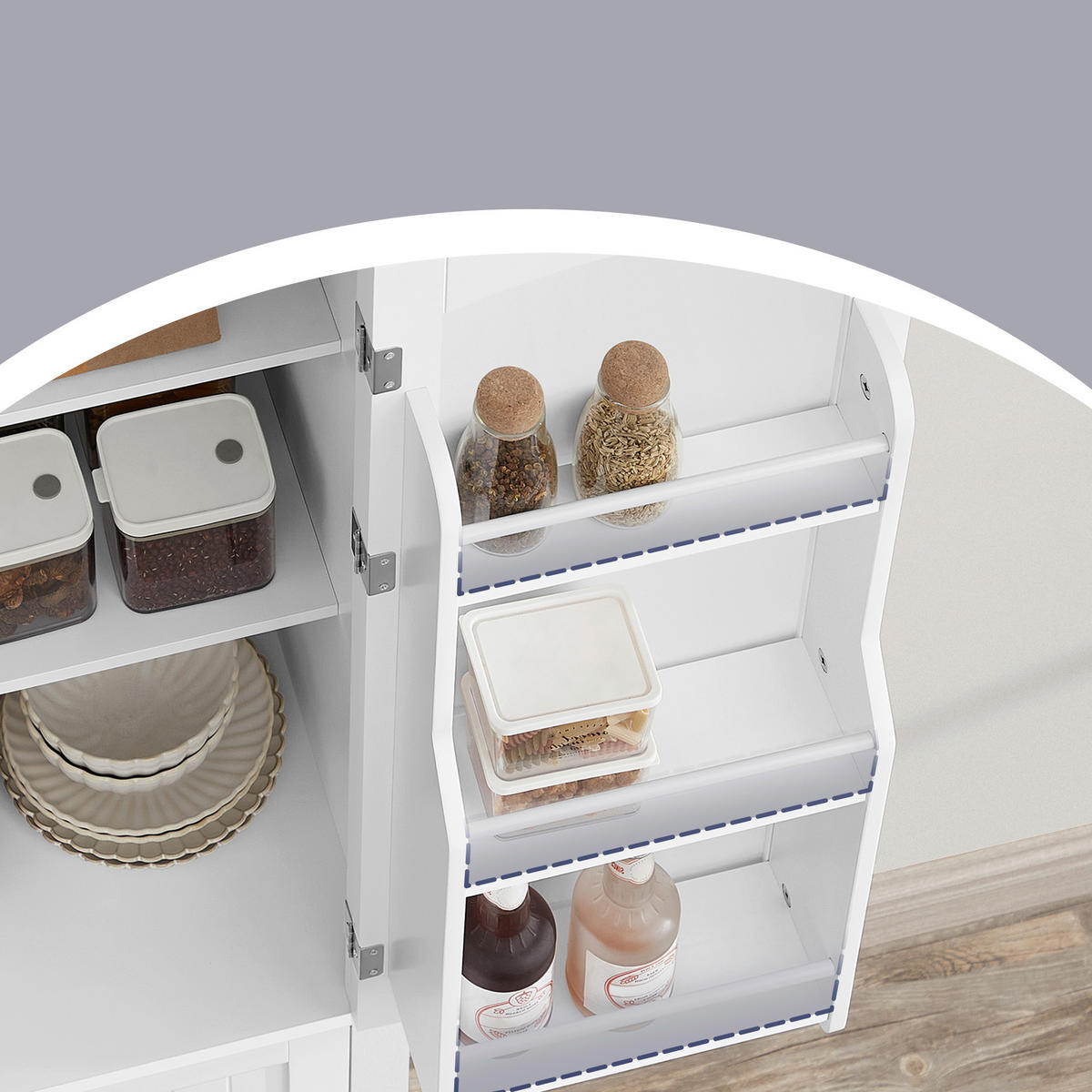MEHRZWECKSCHRANK 76/182,1/40 cm,  in Weiß  - Weiß/Nickelfarben, Trend, Holzwerkstoff/Metall (76/182,1/40cm) - Boxxx
