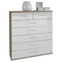 KOMMODE 91/103/40 cm  in Weiß, Eichefarben  - Chromfarben/Eichefarben, Design, Holzwerkstoff/Kunststoff (91/103/40cm) - Xora