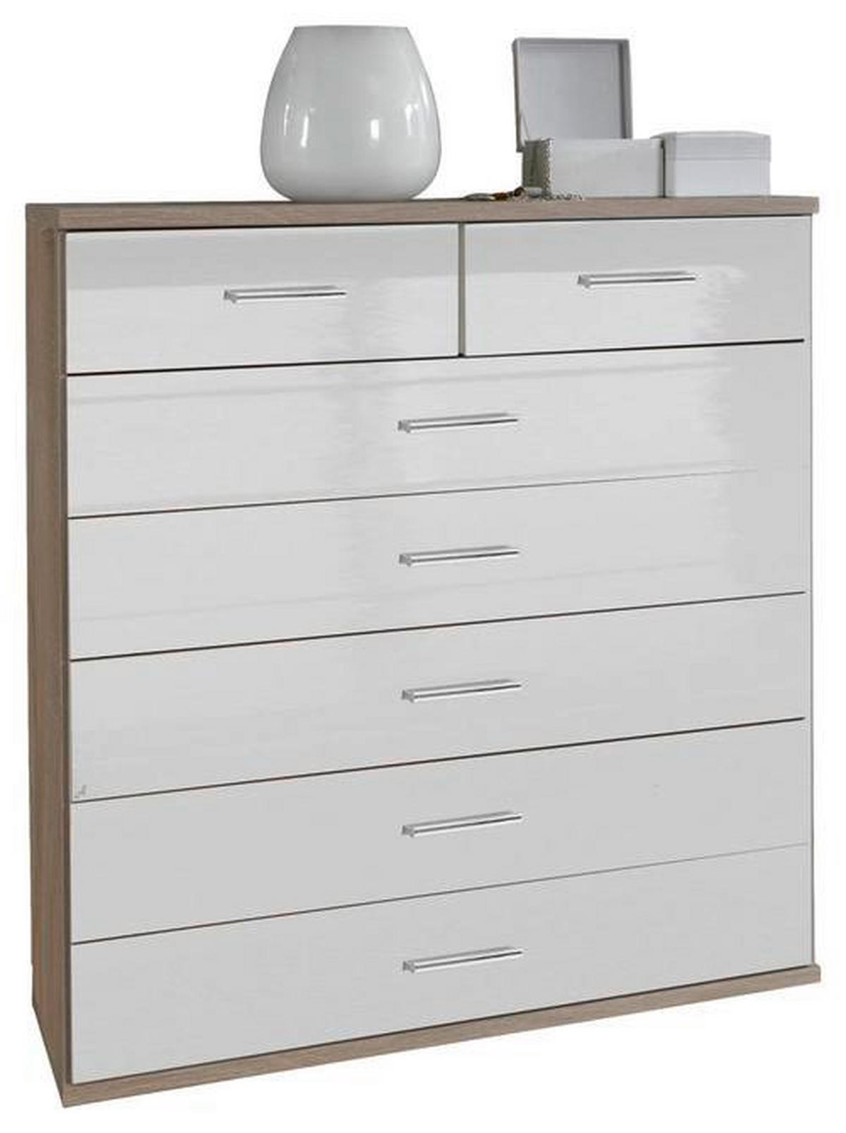 KOMMODE 91/103/40 cm  in Weiß, Eichefarben  - Chromfarben/Eichefarben, Design, Holzwerkstoff/Kunststoff (91/103/40cm) - Xora