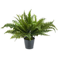 KUNSTPFLANZE Farn  - Zinkfarben/Grün, Basics, Kunststoff/Metall (70cm) - P & B