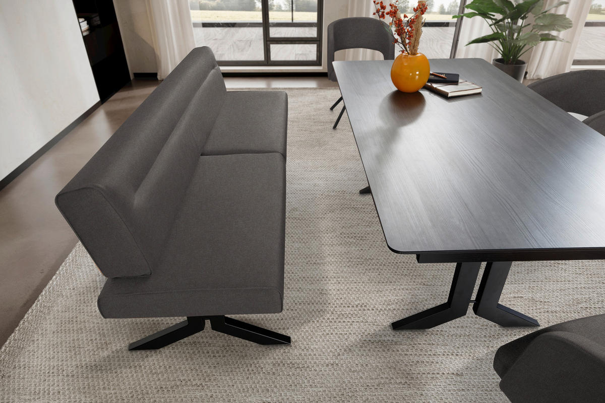 SITZBANK in Metall, Textil Dunkelgrau  - Dunkelgrau/Schwarz, Konventionell, Textil/Metall (220/87/70cm) - Moderano