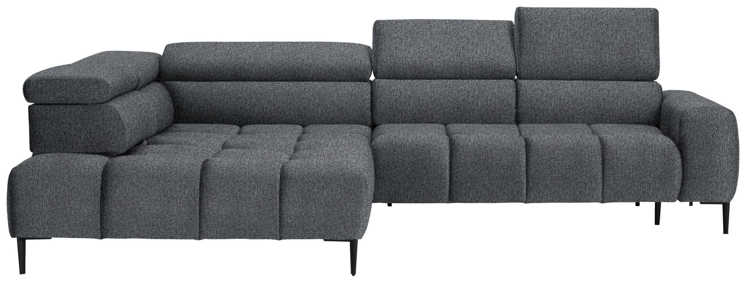 ECKSOFA Dunkelgrau Webstoff  - Dunkelgrau/Schwarz, Design, Textil/Metall (216/300cm) - Welnova