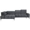 ECKSOFA Dunkelgrau Webstoff  - Dunkelgrau/Schwarz, Design, Textil/Metall (216/300cm) - Welnova