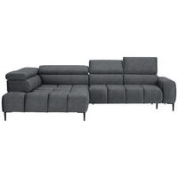 ECKSOFA in Webstoff Dunkelgrau  216/300 cm  - Dunkelgrau/Schwarz, Design, Textil/Metall (216/300cm) - Welnova