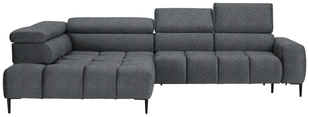 ECKSOFA in Webstoff Dunkelgrau  216/300 cm  - Dunkelgrau/Schwarz, Design, Textil/Metall (216/300cm) - Welnova