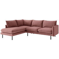 ECKSOFA Samos Altrosa Flachgewebe  - Altrosa/Schwarz, Design, Textil/Metall (204/267cm) - Livetastic