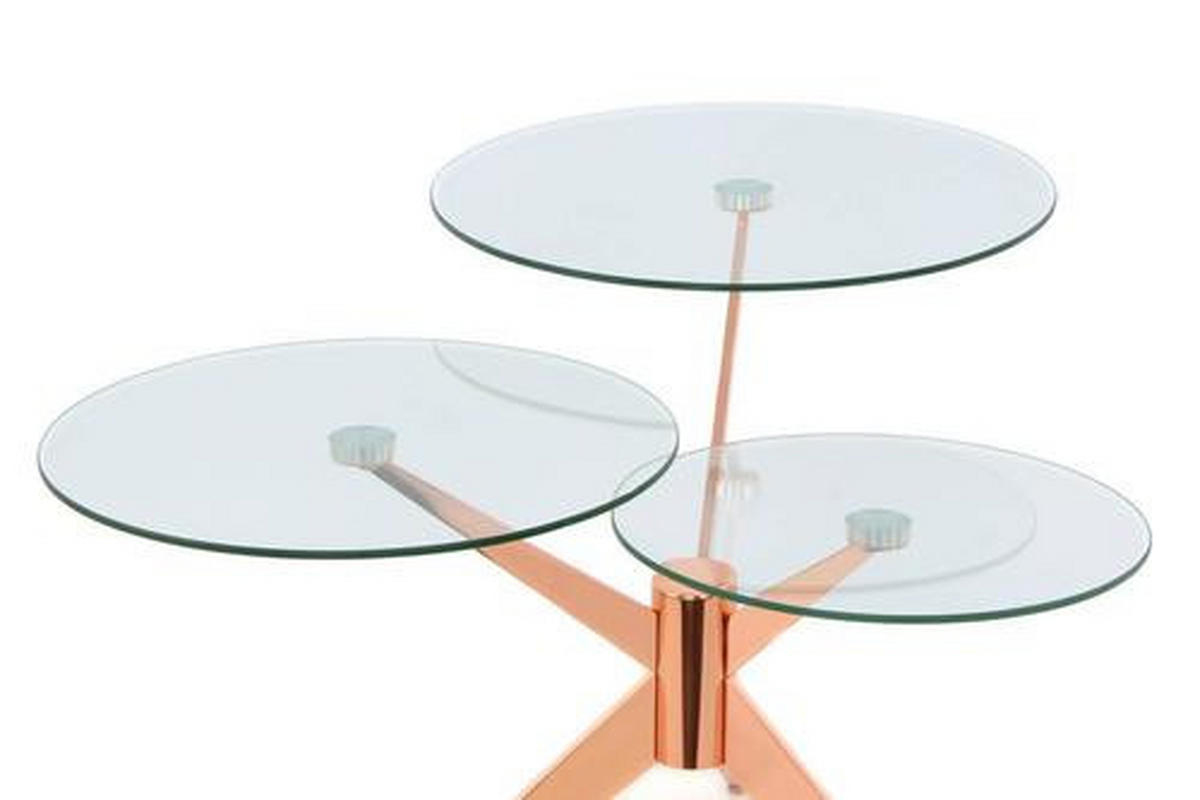 SIDOBORD i metall, glas, trämaterial  - rosa/kopparfärgad, Basics, metall/trämaterial (60/46/75cm) - Kayoom