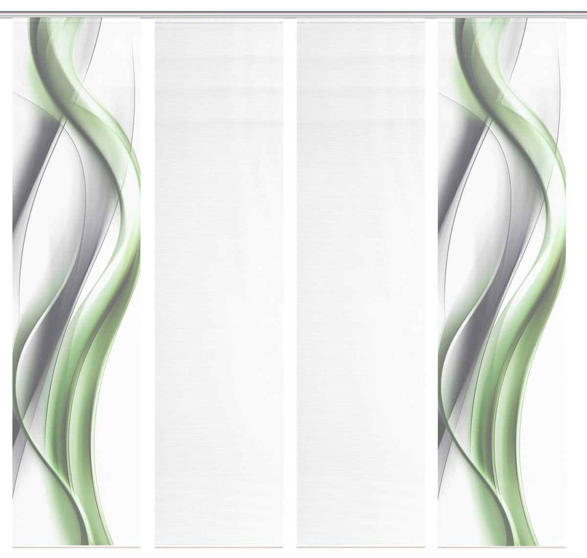 FLÄCHENVORHANG  4 Stück  blickdicht  240/260 cm   - Weiß/Grün, Design, Textil (240/260cm)