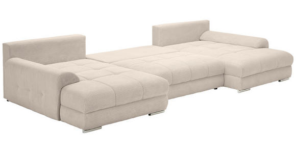 WOHNLANDSCHAFT  in Cord Beige  - Chromfarben/Beige, KONVENTIONELL, Kunststoff/Textil (180/376/180cm) - Carryhome