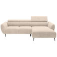 ECKSOFA  in Cord Taupe  277/174 cm  - Taupe/Schwarz, KONVENTIONELL, Textil/Metall (277/174cm) - Carryhome