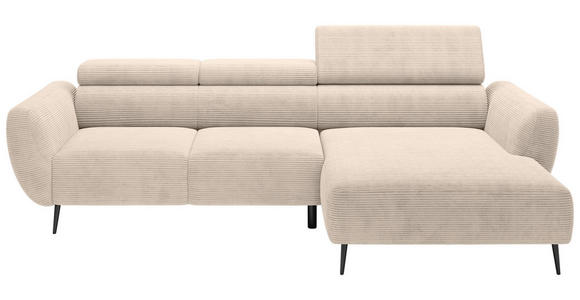ECKSOFA  in Cord Taupe  277/174 cm  - Taupe/Schwarz, KONVENTIONELL, Textil/Metall (277/174cm) - Carryhome