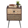 NACHTSCHRANK 40/55/35 cm Mangoholz massiv  - Dunkelbraun/Messingfarben, LIFESTYLE, Holz/Metall (40/55/35cm) - Landscape