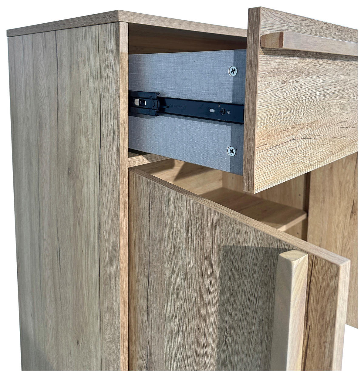 KOMMODE WABI  in 80/101/40 cm  - Eichefarben/Schwarz, Design, Holz/Holzwerkstoff (80/101/40cm) - Xora
