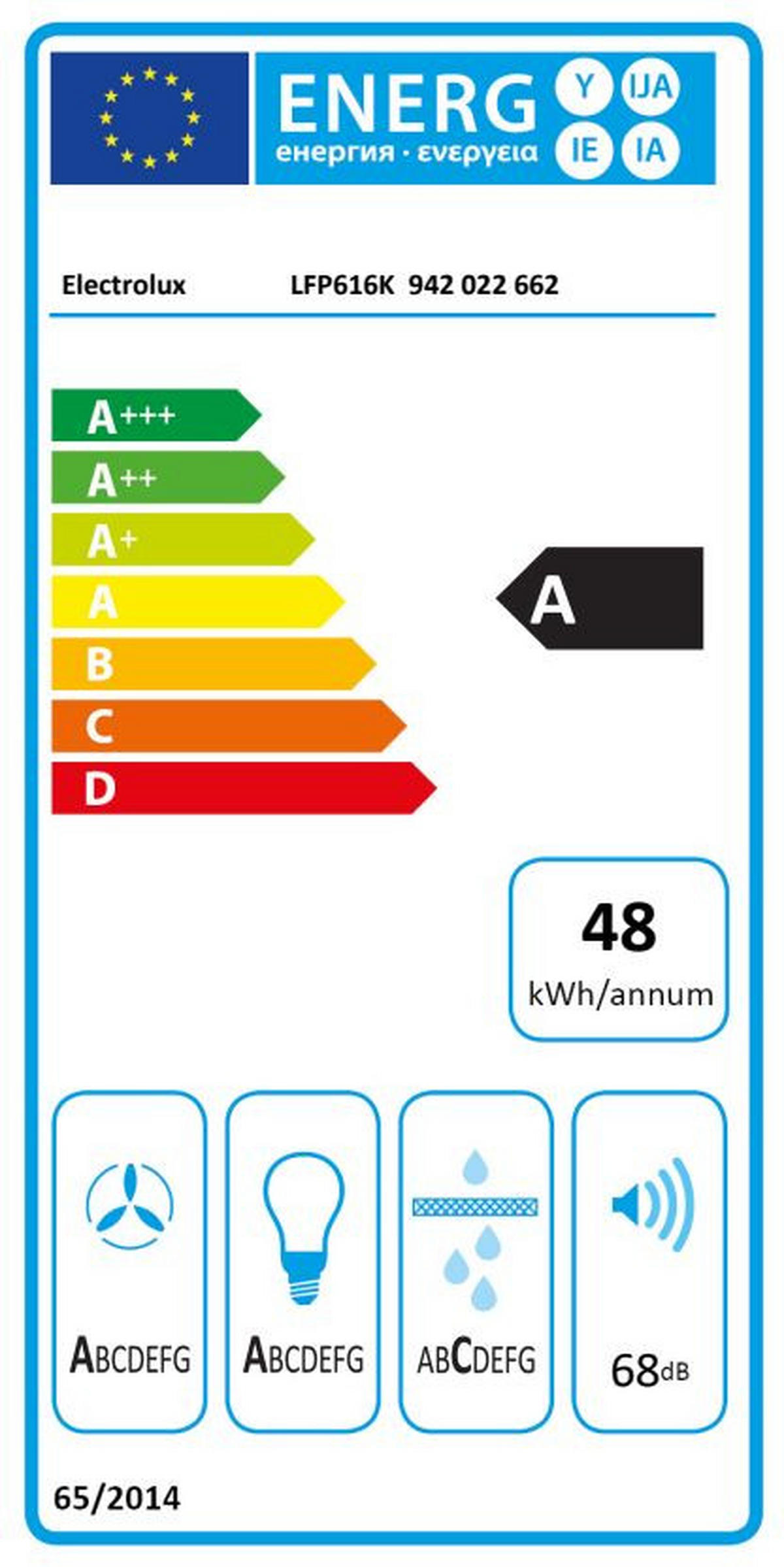 DUNSTABZUGSHAUBE LFP616K  - Edelstahlfarben/Schwarz, Basics, Metall (59,8/39,5/30,0cm) - Electrolux