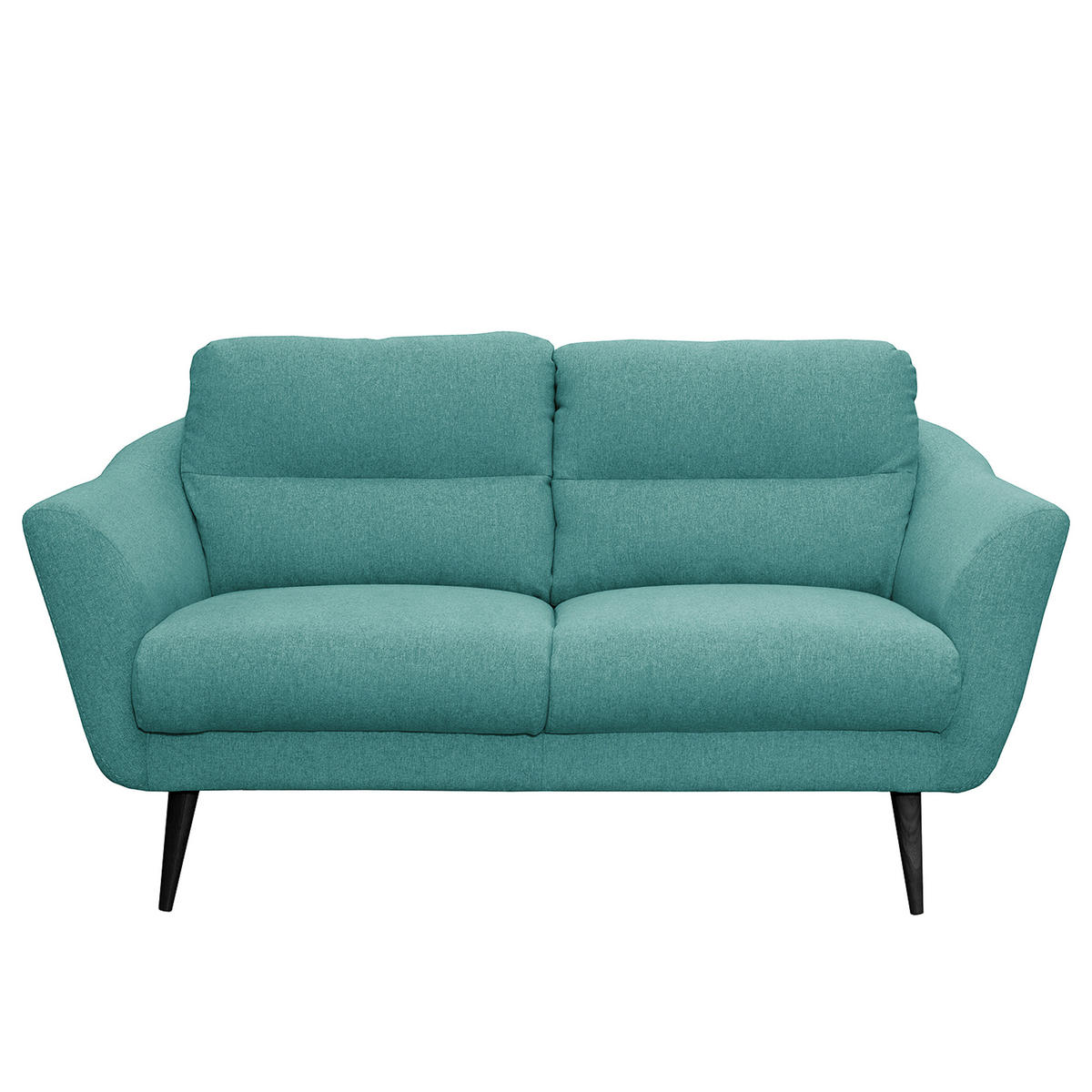2-SITZER-SOFA in Webstoff Türkis  - Türkis/Schwarz, Design, Holz/Textil (158/87/88cm) - Livetastic