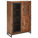 VITRINE  in vollmassiv Mangoholz Naturfarben  - Schwarz/Naturfarben, LIFESTYLE, Glas/Holz (90/142/40cm) - Landscape