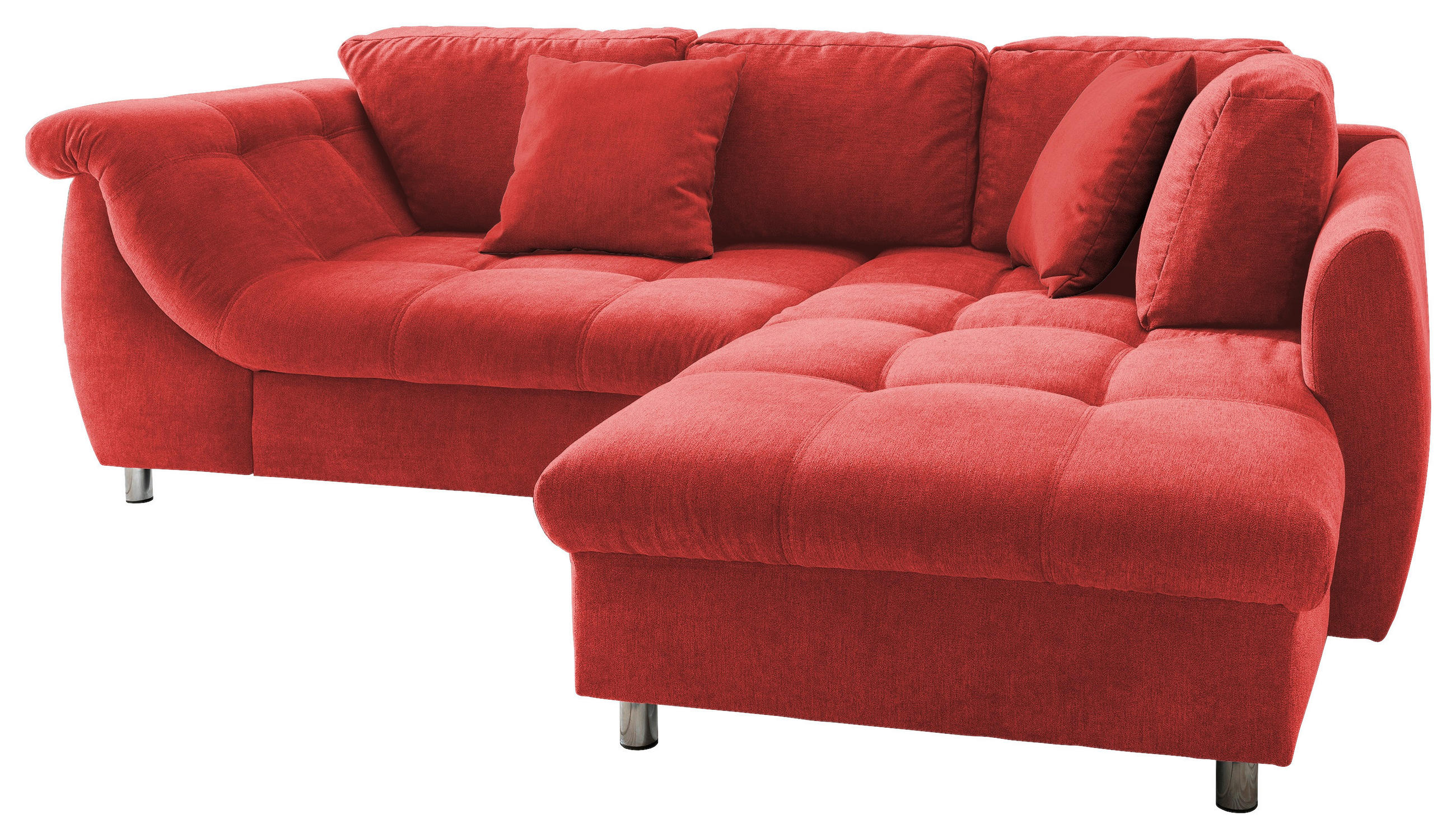 ECKSOFA Rot Mikrofaser  - Chromfarben/Rot, Design, Kunststoff/Textil (250/190cm) - Livetastic