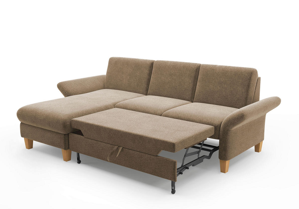 ECKSOFA ROCHELLE E Hellbraun Flachgewebe  - Hellbraun/Eichefarben, KONVENTIONELL, Holz/Textil (164/251cm) - Sit & More