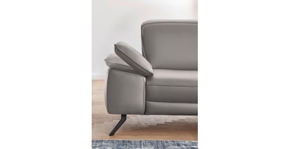 ECKSOFA in Echtleder Hellgrau 328/193 cm - Hellgrau/Schwarz, Design, Leder/Metall (328/193cm) - Dieter Knoll