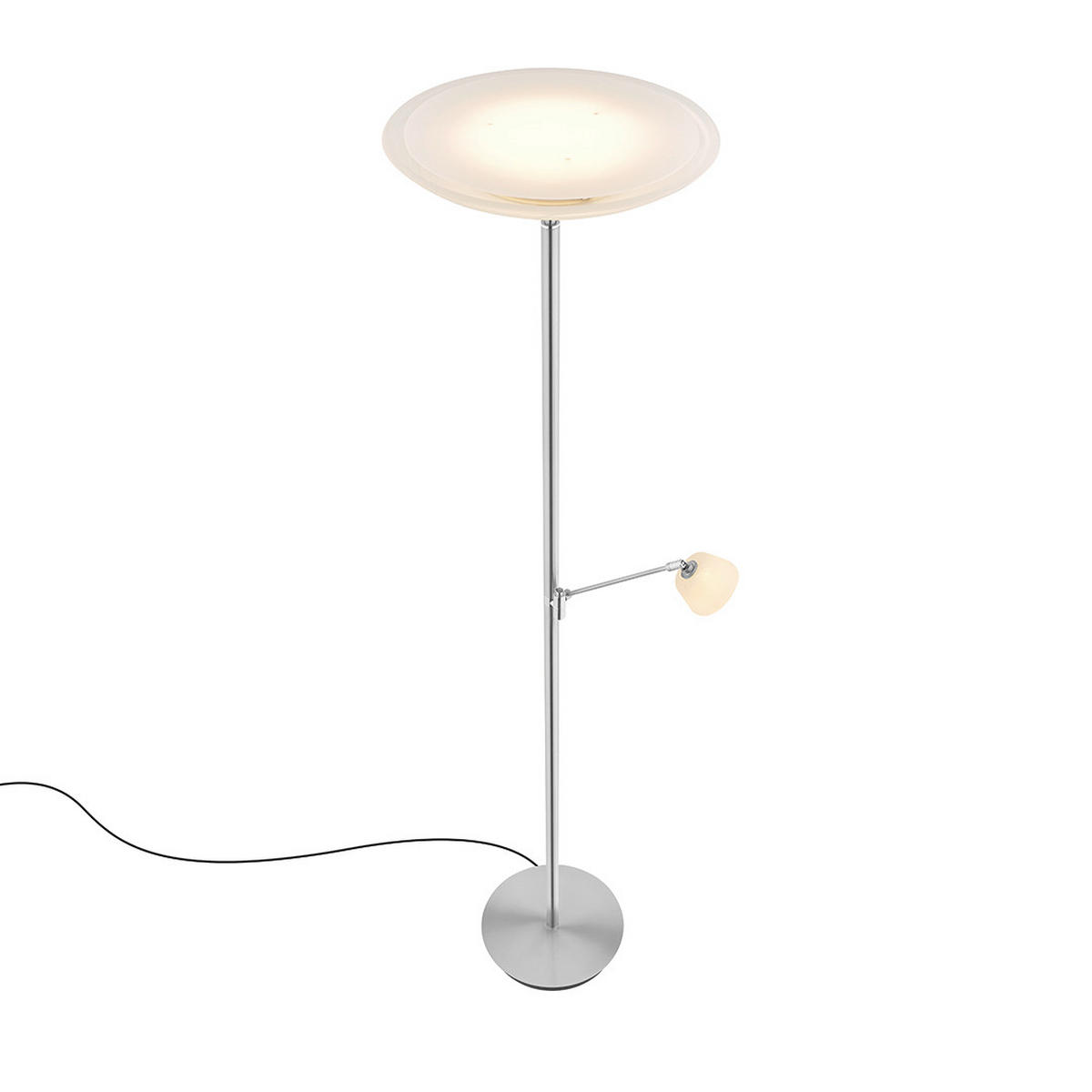 LED-STEHLEUCHTE Ferdi 43/180 cm  - Alabasterfarben/Nickelfarben, MODERN, Glas/Metall (43/180cm) - Hell