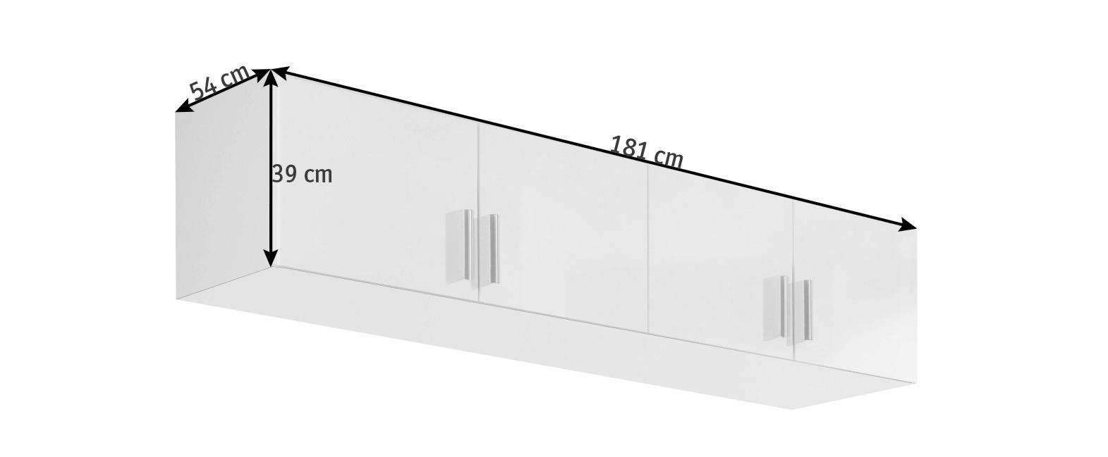 AUFSATZSCHRANK 181/39/54 cm   - Weiss Hochglanz/Weiss, Design, Holzwerkstoff/Kunststoff (181/39/54cm) - Carryhome