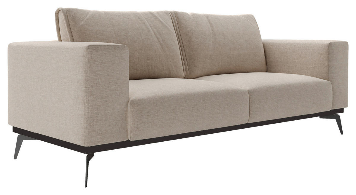 2-SITZER-SOFA in beflockt Beige  - Beige/Creme, Design, Holz/Textil (250/87/95cm) - MID.YOU