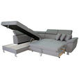 ECKSOFA inkl. Funktionen Hellgrau Webstoff  - Silberfarben/Hellgrau, Design, Textil/Metall (226/257cm) - Xora
