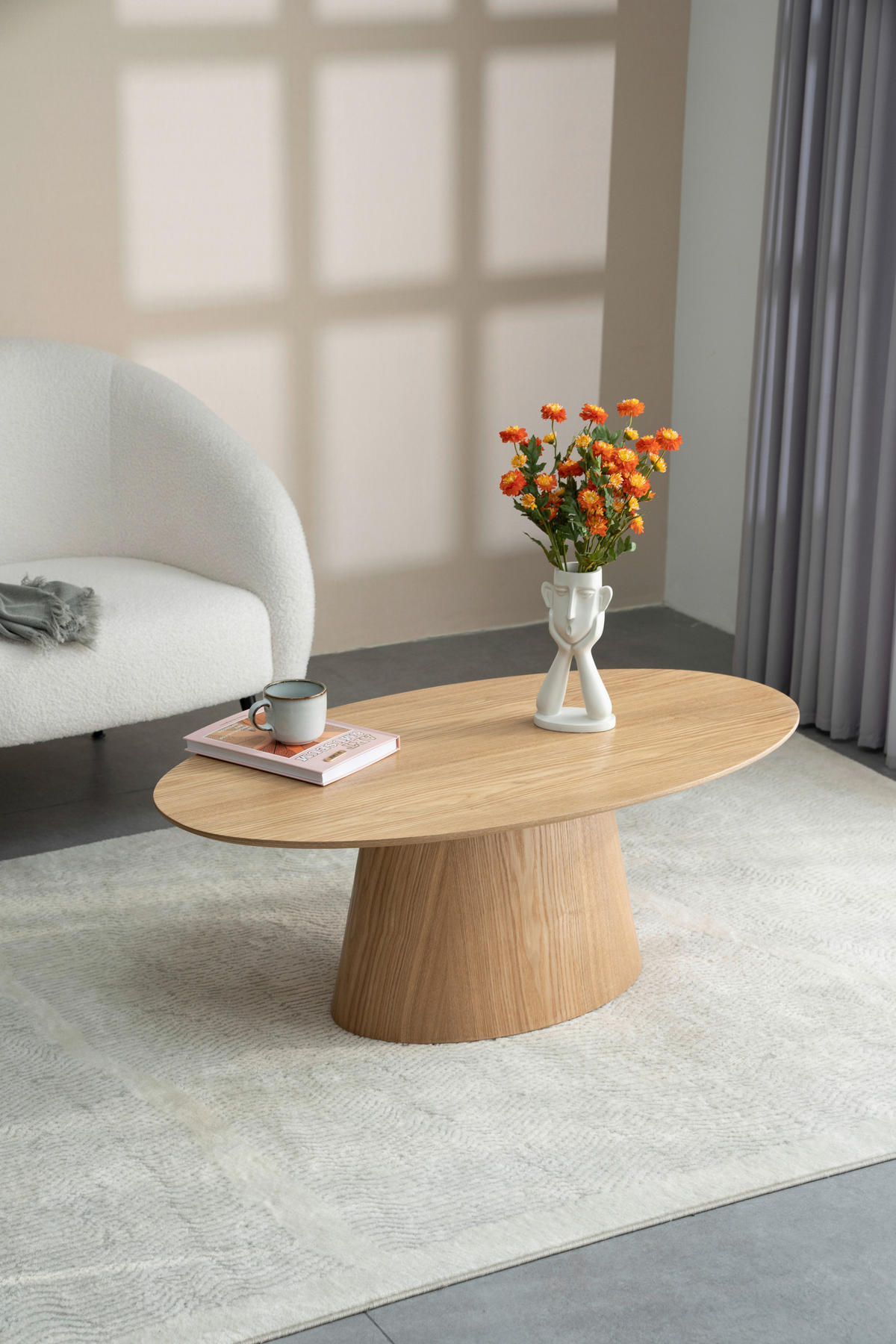 COUCHTISCH Eiche furniert oval Eichefarben  - Eichefarben, Design, Holz/Holzwerkstoff (110/40/60cm) - MID.YOU
