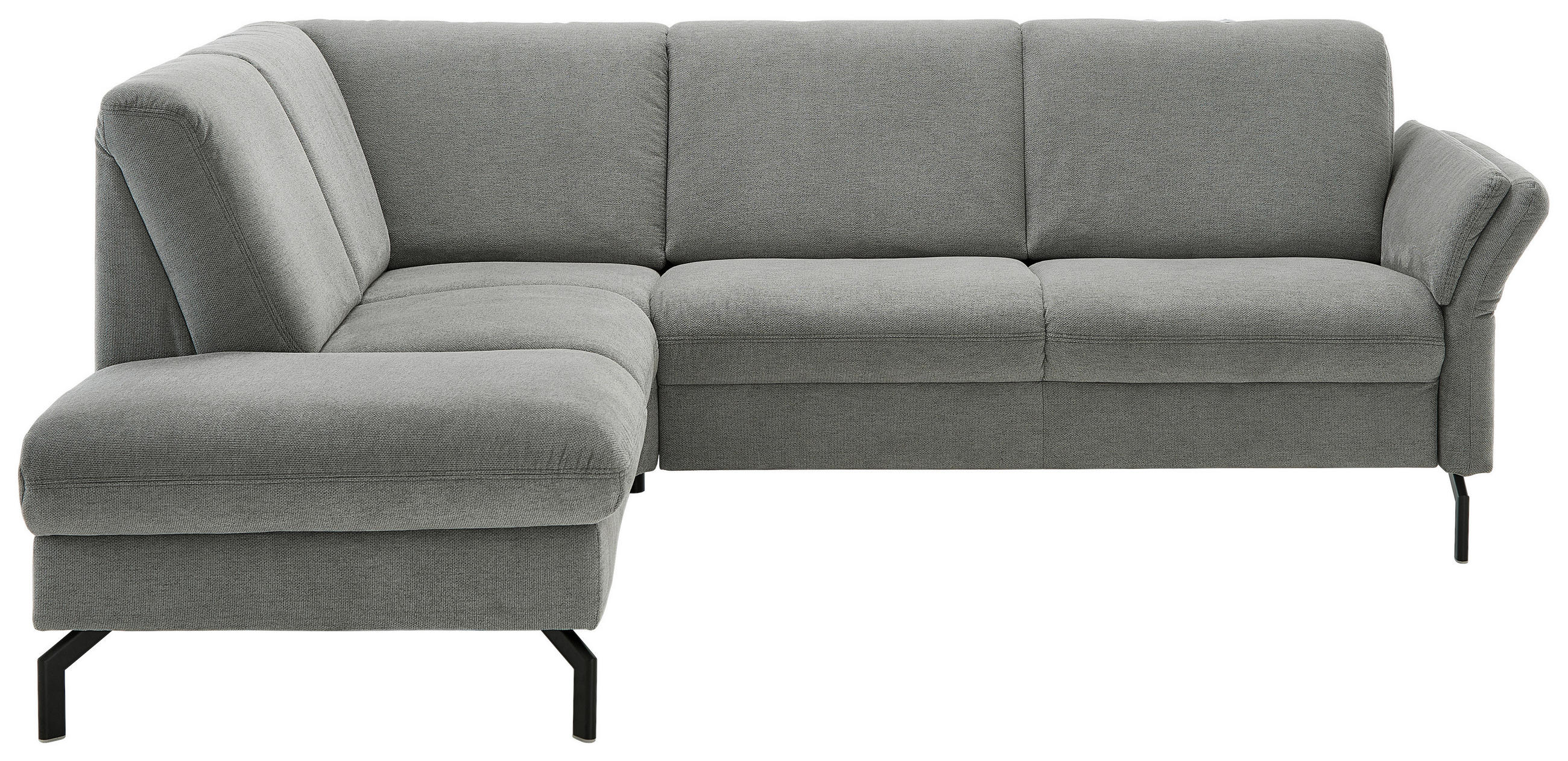 ECKSOFA  in Flachgewebe Grau  190/241 cm  - Schwarz/Grau, KONVENTIONELL, Textil/Metall (190/241cm) - Beldomo Comfort