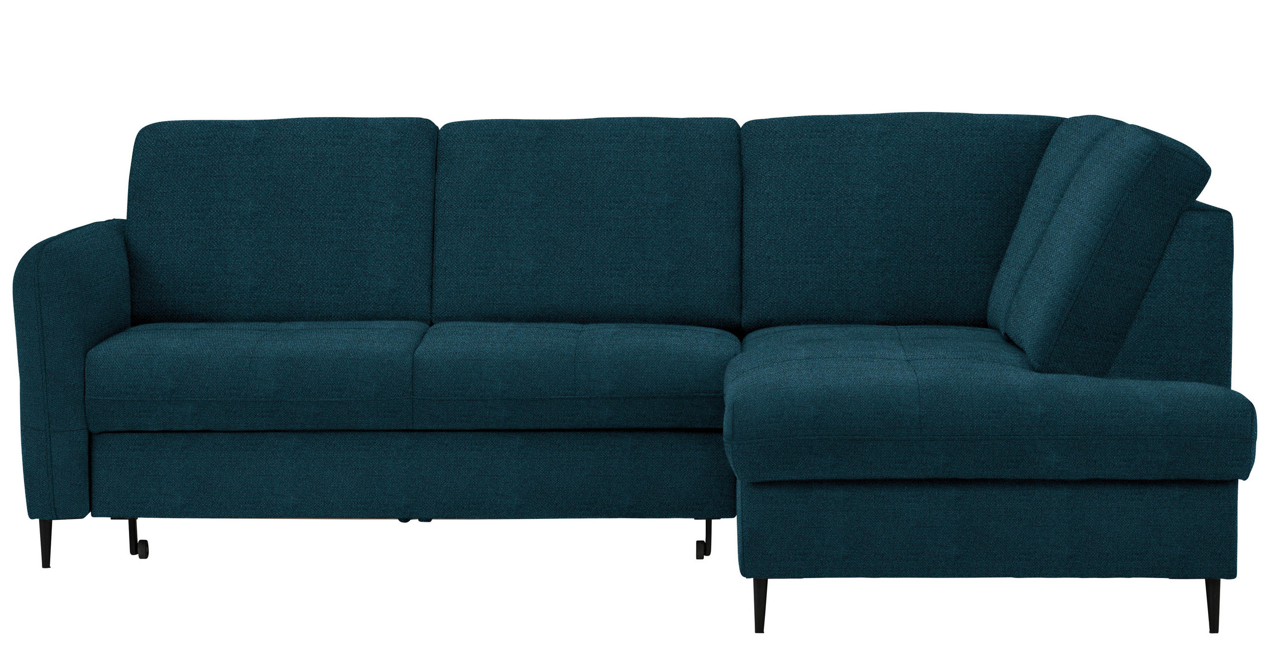 ECKSOFA in Chenille Petrol  - Petrol/Schwarz, Modern, Holz/Textil (241/184cm) - Carryhome