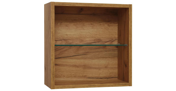 BADEZIMMERREGAL 45/45/18,8 cm - Eichefarben, Design, Glas/Holzwerkstoff (45/45/18,8cm) - Dieter Knoll