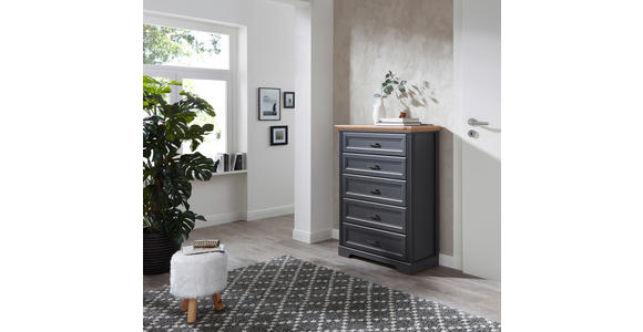 KOMMODE , 93/121/41 cm, 5 Schublade(n)  - Schwarz/Graphitfarben, Design, Holzwerkstoff/Metall (93/121/41cm) - Landscape