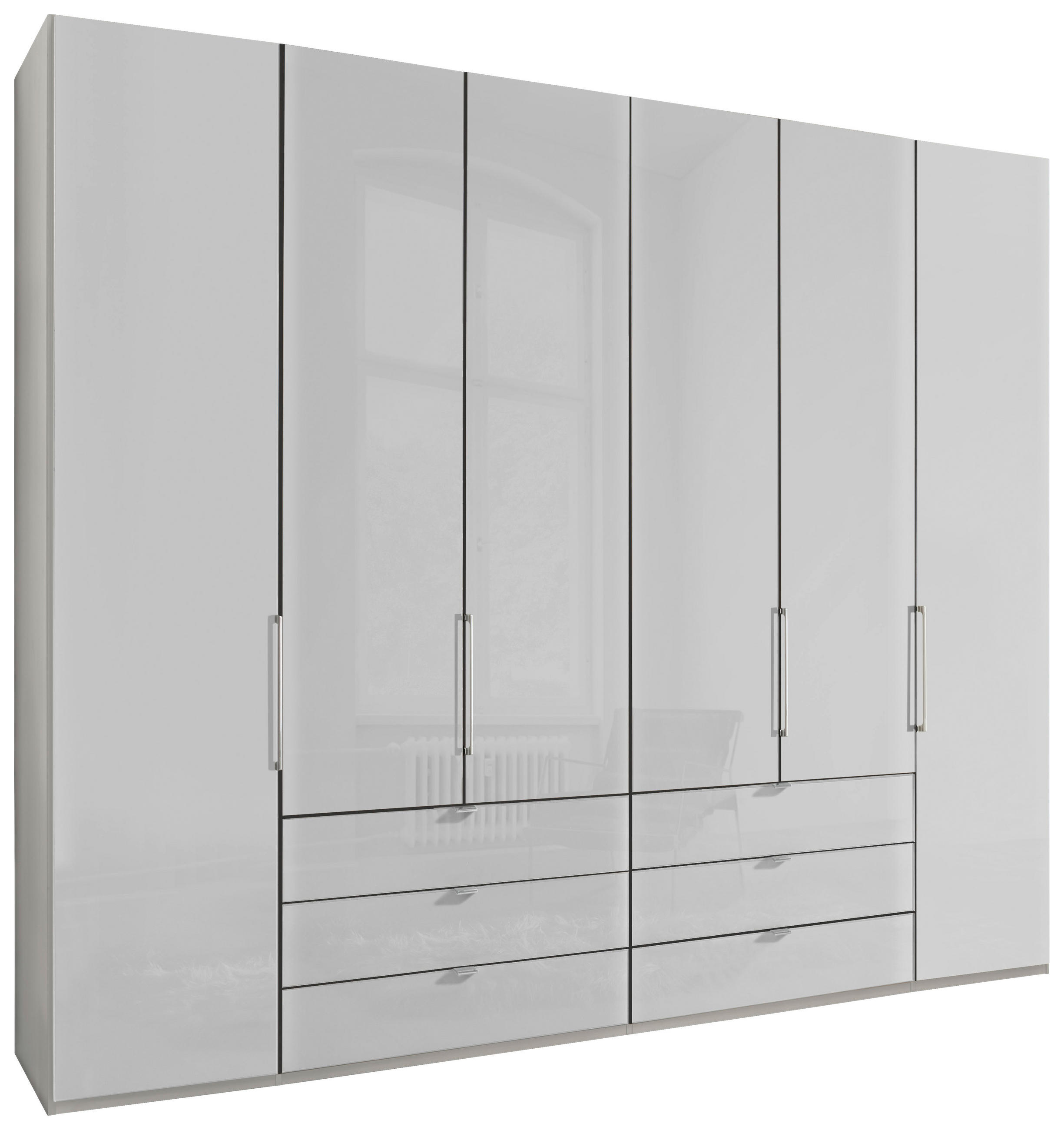 DREHTÜRENSCHRANK in Weiss  - Chromfarben/Weiss, Konventionell, Glas/Holzwerkstoff (250/216/58cm) - Dieter Knoll