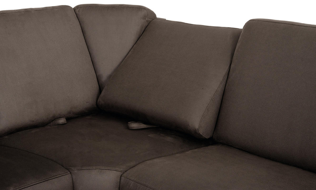 WOHNLANDSCHAFT in Flachgewebe Dunkelbraun  - Chromfarben/Dunkelbraun, Konventionell, Textil/Metall (163/330/240cm) - Beldomo System