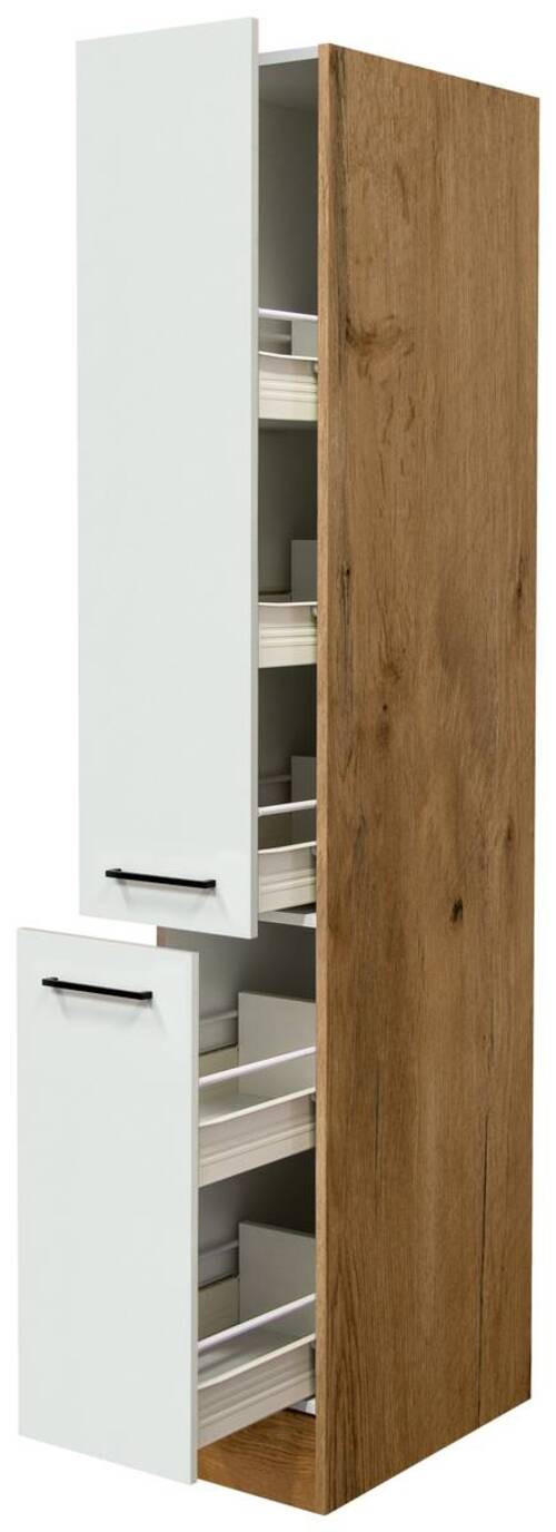 APOTHEKERSCHRANK 30/200/57 cm  in Eichefarben, Magnolie  - Eichefarben/Magnolie, KONVENTIONELL, Holzwerkstoff/Metall (30/200/57cm) - FlexWell