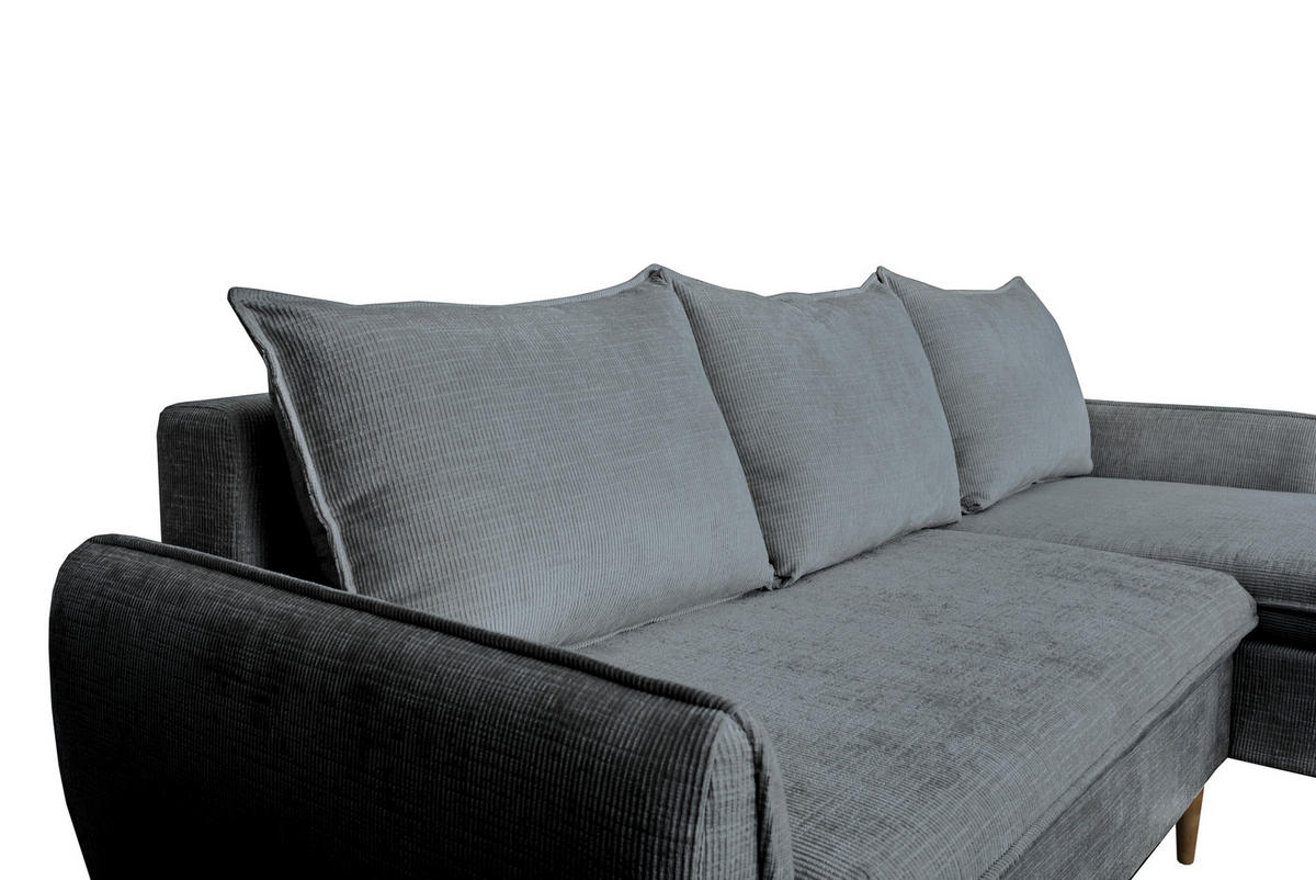 ECKSOFA Graphitfarben Chenille  - Buchefarben/Graphitfarben, KONVENTIONELL, Holz/Textil (244/163cm) - Carryhome