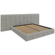 POLSTERBETT gepolstertes Kopfteil, Lattenrost, Bettkasten Hellgrau 160/200 cm  - Hellgrau/Schwarz, Design, Holz/Kunststoff (160/200cm) - Carryhome