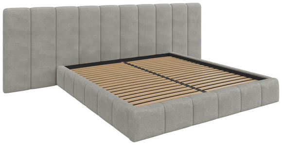 POLSTERBETT gepolstertes Kopfteil, Lattenrost, Bettkasten Hellgrau 160/200 cm  - Hellgrau/Schwarz, Design, Holz/Kunststoff (160/200cm) - Carryhome
