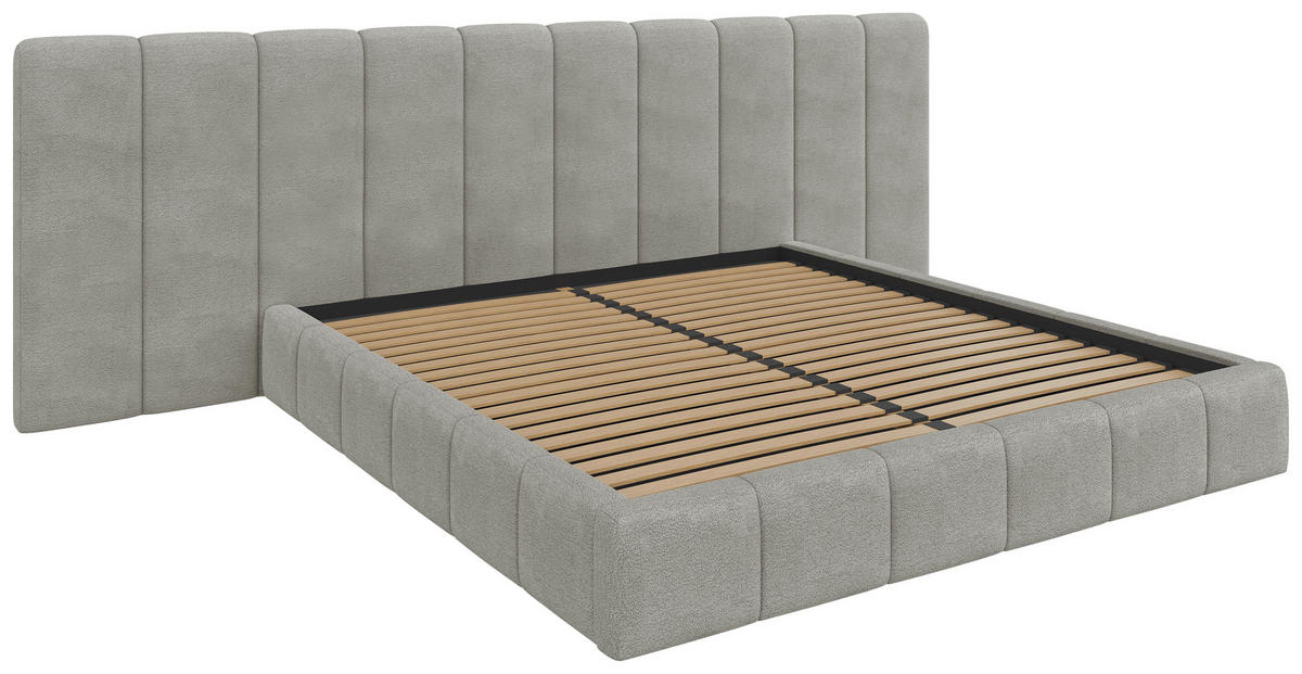 POLSTERBETT 180/200 cm  Hellgrau  - Hellgrau/Schwarz, Design, Holz/Kunststoff (180/200cm) - Carryhome